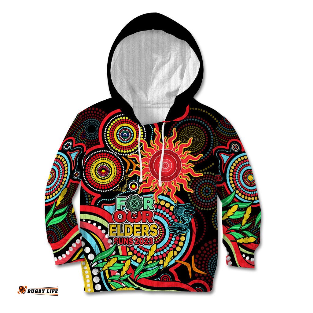 Suns Football Aboriginal Art Kid Hoodie NAIDOC Indigenous Tribal