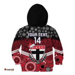 Custom St Kilda Football Christmas Kid Hoodie Merry Xmas 2023 Mix Aboriginal Art