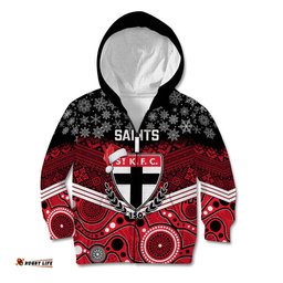 Custom St Kilda Football Christmas Kid Hoodie Merry Xmas 2023 Mix Aboriginal Art