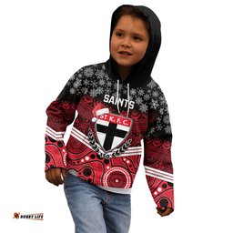 Custom St Kilda Football Christmas Kid Hoodie Merry Xmas 2023 Mix Aboriginal Art