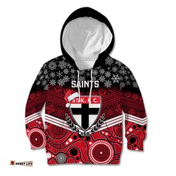 Custom St Kilda Football Christmas Kid Hoodie Merry Xmas 2023 Mix Aboriginal Art