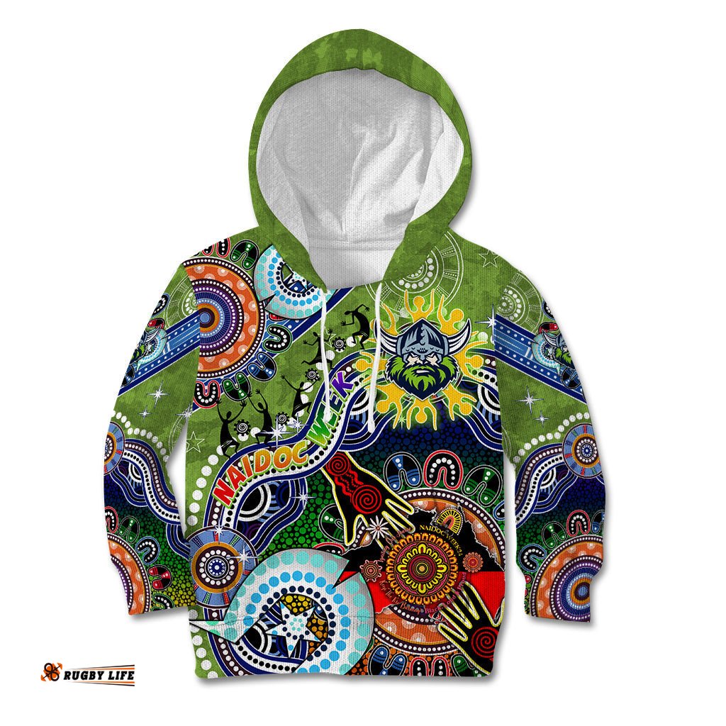 Personalised Raiders NAIDOC Week 2024 Kid Hoodie Australia Aboriginal Dot Painting