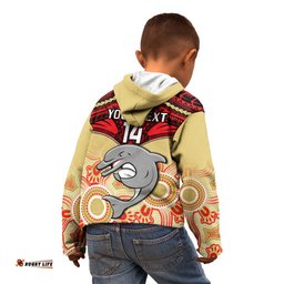 Personalised Dolphins Rugby Kid Hoodie Aboriginal Mix Polynesian Pattern