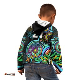 Custom Kangaroos Football Aboriginal Art Kid Hoodie NAIDOC Indigenous Tribal