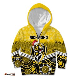 Custom Richmond Football Christmas Kid Hoodie Merry Xmas 2023 Mix Aboriginal Art