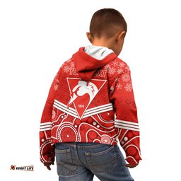 Personalised Swans Football Christmas Kid Hoodie Merry Xmas 2023 Mix Aboriginal Art