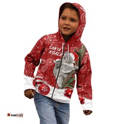 Australia Christmas Aboriginal Kid Hoodie Santa Koala Ver01