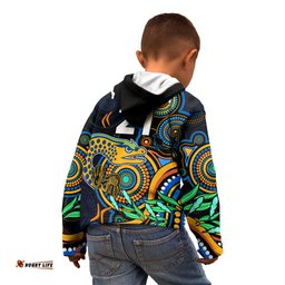 Custom Eels Rugby Aboriginal Art Kid Hoodie NAIDOC Indigenous Tribal