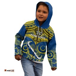 Cowboys Rugby Kid Hoodie Aboriginal Mix Polynesian Pattern