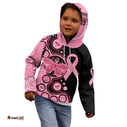 Australia Indigenous Kid Hoodie Breast Cancer Ribbon Butterfly Aboriginal Arts