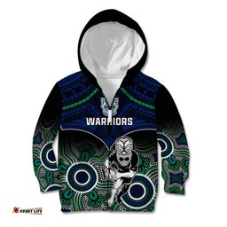 Warriors Rugby Kid Hoodie NZ Aboriginal Mix Polynesian Pattern