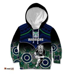 Warriors Rugby Kid Hoodie NZ Aboriginal Mix Polynesian Pattern