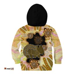 Australia Opal Wombat Kid Hoodie Aussie Aboriginal Art