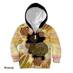 Australia Opal Wombat Kid Hoodie Aussie Aboriginal Art