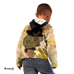 Australia Opal Wombat Kid Hoodie Aussie Aboriginal Art