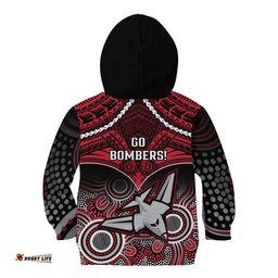 Essendon Football Kid Hoodie Bombers Aboriginal Mix Polynesian Pattern