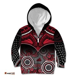 Essendon Football Kid Hoodie Bombers Aboriginal Mix Polynesian Pattern