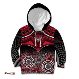 Essendon Football Kid Hoodie Bombers Aboriginal Mix Polynesian Pattern