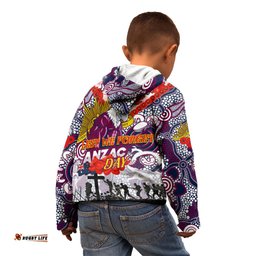 Personalised Eagles ANZAC Day Kid Hoodie Aboriginal Rising Sun