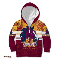Custom NRL Broncos Champions 2023 Kid Hoodie Proud Newcastle Aboriginal Vibe