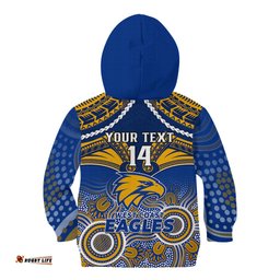 Personalised West Coast Football Kid Hoodie Eagles Aboriginal Mix Polynesian Pattern