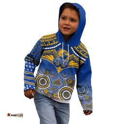 Personalised West Coast Football Kid Hoodie Eagles Aboriginal Mix Polynesian Pattern