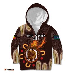 Personalised NAIDOC Week 2024 Kid Hoodie Aussie Map With Aboriginal