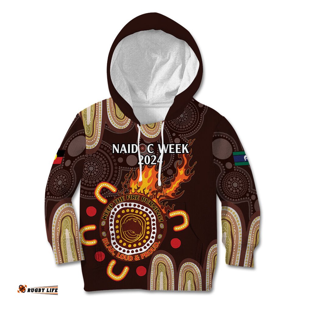 Personalised NAIDOC Week 2024 Kid Hoodie Aussie Map With Aboriginal