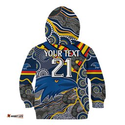 Custom Text And Number The Crows Football Kid Hoodie Adelaide Be Unique Aboriginal Dots