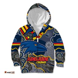 Custom Text And Number The Crows Football Kid Hoodie Adelaide Be Unique Aboriginal Dots