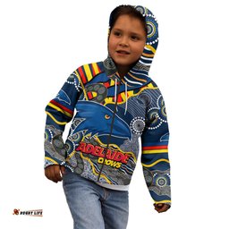 Custom Text And Number The Crows Football Kid Hoodie Adelaide Be Unique Aboriginal Dots