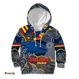 Custom Text And Number The Crows Football Kid Hoodie Adelaide Be Unique Aboriginal Dots