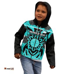 Custom Brisbane Heat Kid Hoodie We Are The Champions Aboriginal Art