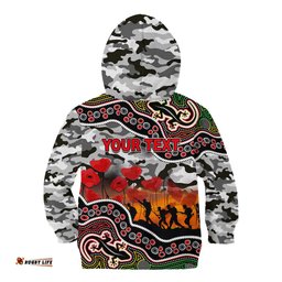 Custom Personalised Anzac Day NRL Panthers Kid Hoodie Aboriginal Lizard Patterns