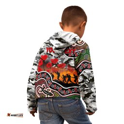 Custom Personalised Anzac Day NRL Panthers Kid Hoodie Aboriginal Lizard Patterns