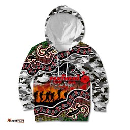 Custom Personalised Anzac Day NRL Panthers Kid Hoodie Aboriginal Lizard Patterns