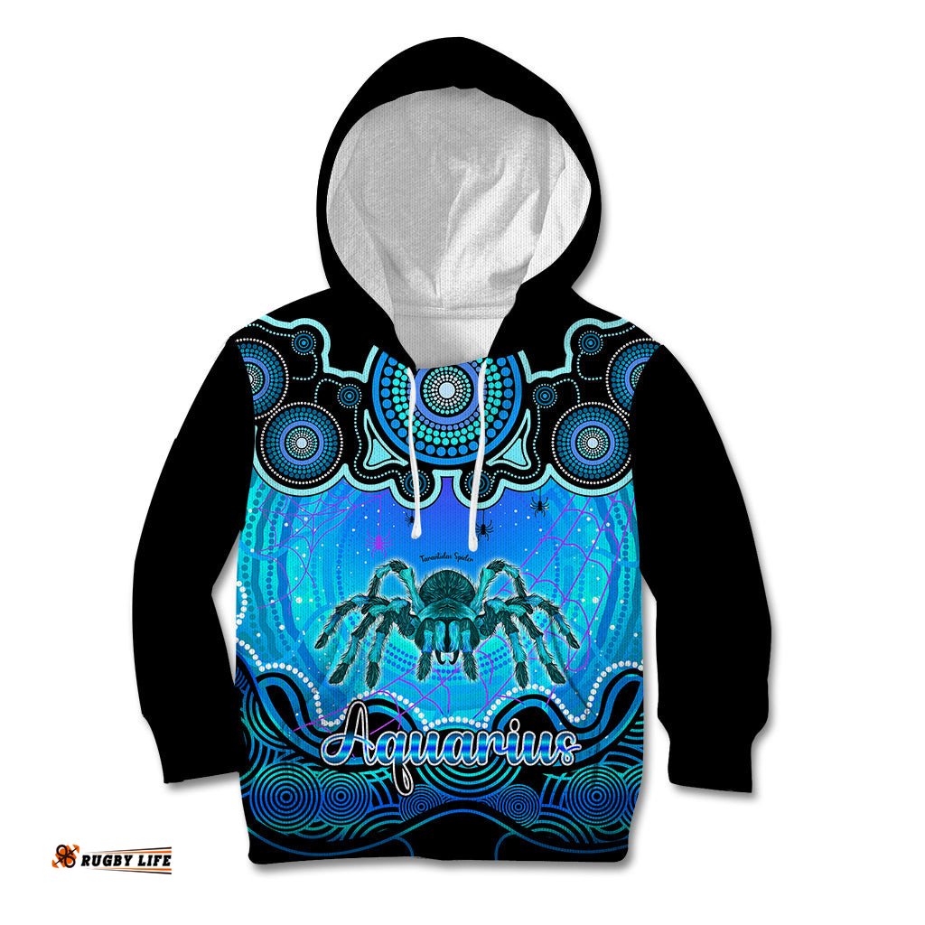 Personalised Australia Scorpio Tarantulas Spider Zodiac Kid Hoodie Auz Astrology Aboriginal Aqua