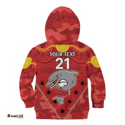 Custom Dolphins Rugby ANZAC Kid Hoodie Aboriginal and Army Patterns