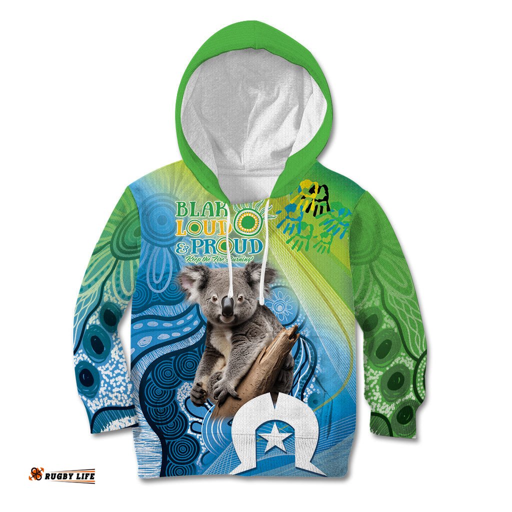 Vivid Minimal Koala NAIDOC 2024 Kid Hoodie Aboriginal Art Style