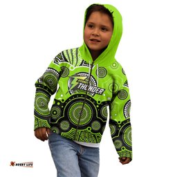 Custom Text And Number Thunders BBL Kid Hoodie Aboriginal Patterns