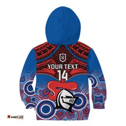 Personalised Knights Rugby Kid Hoodie Aboriginal Mix Polynesian Pattern