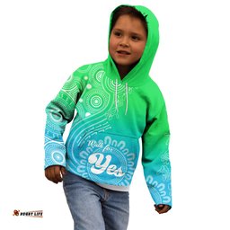 Personalised Australia Walk For Yes Kid Hoodie Indigenous Voice 2023 Aboriginal Green Vibe