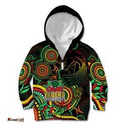 Custom Panthers Rugby Aboriginal Art Kid Hoodie NAIDOC Indigenous Tribal