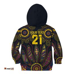 Custom Adelaide Football Kid Hoodie With Crow Aboriginal Art Style