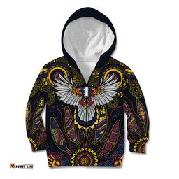 Custom Adelaide Football Kid Hoodie With Crow Aboriginal Art Style