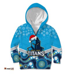 Custom Titans Rugby Christmas Kid Hoodie Merry Xmas 2023 Mix Aboriginal Art