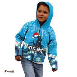 Custom Titans Rugby Christmas Kid Hoodie Merry Xmas 2023 Mix Aboriginal Art