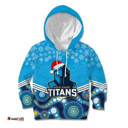 Custom Titans Rugby Christmas Kid Hoodie Merry Xmas 2023 Mix Aboriginal Art