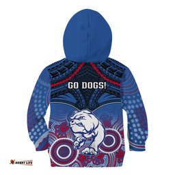 Bulldogs Football Kid Hoodie Doggies Aboriginal Mix Polynesian Pattern