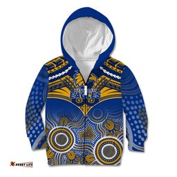 West Coast Football Kid Hoodie Eagles Aboriginal Mix Polynesian Pattern